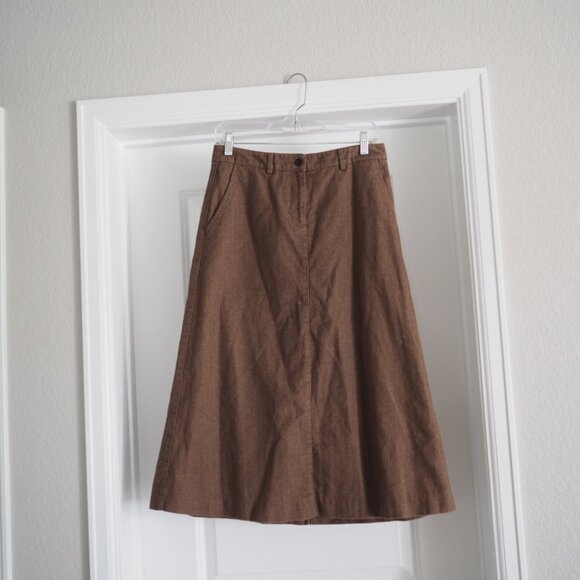 L.L. Bean Dresses & Skirts - Dark Academia LL Bean Vintage Brown Women's Skirt Sz 4 Petite 100% Cotton